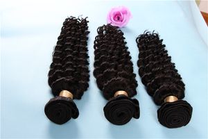 120g PC Deep Curly Human Brasilian Haft Weft med naturlig färg, 3pcs Lot, Gratis DHL