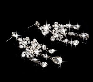 Bridal Necklace earrings two pieces of water drill flowers new jewelry wedding jewelry2339