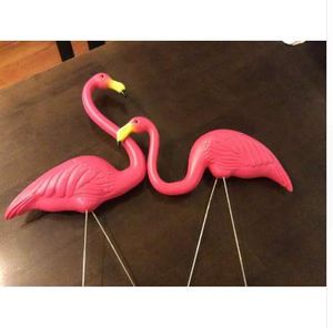 Gratis frakt, 2st / lot, rosa färg simulering flamingo trädgård landskap simulering hantverk dekoration ornament pe flamingo