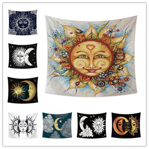 Hem Dekoration Vägg Hängande Tapestry Sun Moon Face Utskrift Bordduk Badark Strandhandduk Party Tillbehör Bröllop Foto Bakgrund