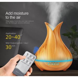 400 ml LED Aroma Uçucu Yağ Difüzör Hava Spreyi Ultrasonik Nemlendirici Klimalar Ile Ahşap Tahıl 7 Renkler Ev Ofis için LED Işıkları Değiştirme