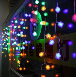 Wielokolorowy 4m 100 LED Snowball Edelweiss Curtains String Christmas Lights Wedding Party Wakacje Ogrodowa Dekoracja