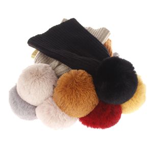 Ny ull stickad hatt mode män kvinnor söt solid färg pinstripe ull boll utomhus varmt huvudbonad för 7 olika färger