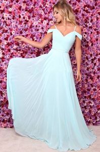 Light Mint Prom Dresses Off The Shoulder Spaghetti Straps Pleated Chiffon Floor Length Party Dresses With Ribbon Sash