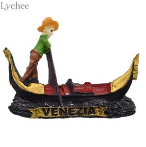 Lychee Italia Venezia Gondola Magnete da frigo Turista Souvenir da viaggio Adesivo magnetico da frigorifero fatto a mano Decorazione per la casa