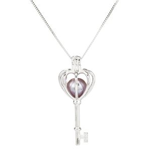 925 Sterling Silver Pick a Pearl Cage Key Ball Locket Pendant Necklace Boutique Lady Gift K980