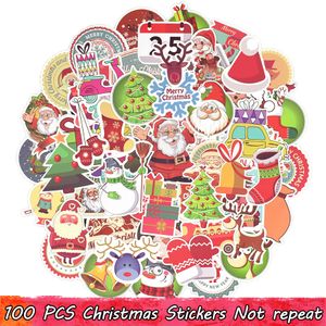 100 PCS Merry Christmas Stickers Christmas Trees Santa Claus Elk Decals for Home Christmas Party Decor Window Snowboard Fridge Kids' Gifts