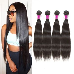 Surowy Malezyjski Dziewiczy Proste Ludzkie Włosiane Wiązki Nieprzetworzone Brazylijski Indian Peruwiański Remy Human Hair Weaves Hair Extenisons Hurtownie