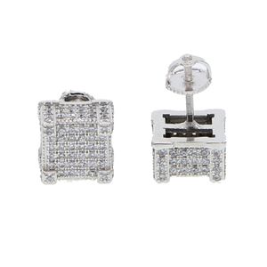 Earring do Parafuso de Ouro Mens de Hip Hop com Cz Mirco Pavimentada Forma Quadrada Gelado Brincos