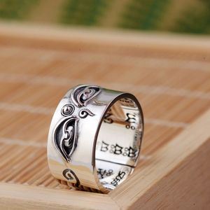 whole saleFNJ 925 Silver Buddha Ring Good Luck Original Pure S925 Sterling Thai Silver Rings for Men Women Jewelry Girl Adjustable Size