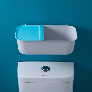 Banheiro de plástico sugue prateleira de parede / suporte de armazenamento / caixa de tecido por freelove, 14 7 4,7 polegadas, azul / branco / rosa / amarelo