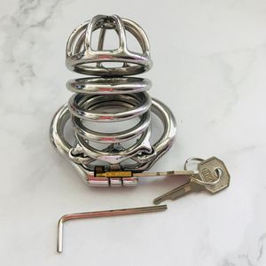 Hinged Curve Base Ring Design Stainless Steel Male Chastity Devices For Men Chastity Cage with Spikes Ring For BDSM Sex Toy