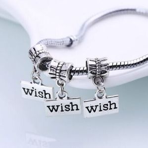 100 Teile/los Wish Charms Big Hole Perlen Baumeln Charms für Schmuckherstellung 12x21mm