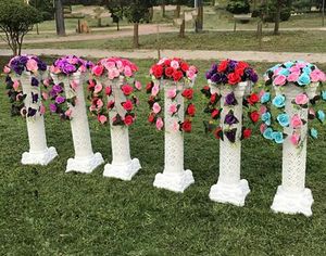 Decoração de casamento de luxo Flor Branca Roman coluna com rosa conjuntos de bouquetes Multi -Color Disponível 10 Conjunto/lote