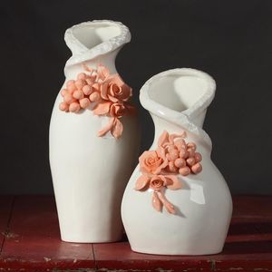 design ceramic Pinch flower creative contracted flower vase pot home decor craft room decoration handicraft porcelain figurine