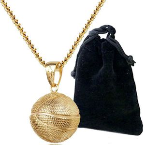 2018 Novo Creative Basketball Pingente Colar De Ouro Prata Banhado Aço Inoxidável Corrente Retro Colar Para Homens Mulheres Hip Jóias Acessórios