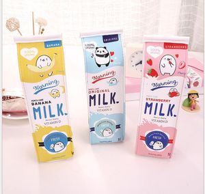 Creative pencil bag cute milk Pencil Case storage bag coin purse wallet box PU leather wallet Kids School Supplies stationery case