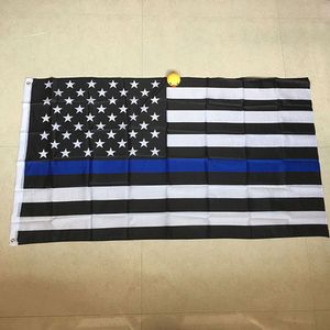 無料のアメリカ国旗のブルーライン警察旗3*5フィートの薄い青い赤い線の旗とvrass grommets usa