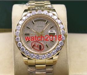 Luxo Qualidade Top Assista DayDate ouro amarelo 18K 41MM Diamond Dial Bigger Diamante Bezel Assista Homens automático dos relógios