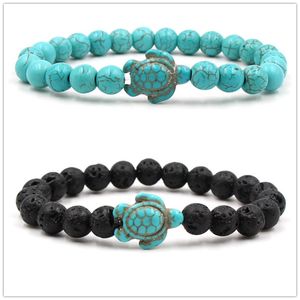 Bracciale con ciondolo in tartaruga turchese naturale con pietra lavica nera Bracciale con diffusore di oli essenziali per aromaterapia per gioielli da donna Yoga