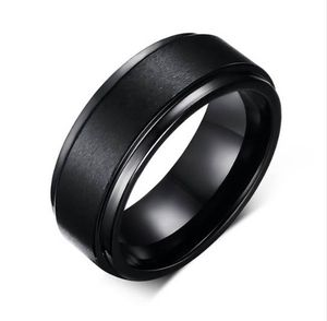 Мужские кольца Базовые 8 мм Свадебная полоса Черное Чистое вольфрамовое Карбидное Обручальное кольцо для мужчин Матовый Матовый Центр Ювелирные Изделия Bague Homme