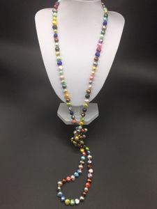 Hand Knotted 7-8mm multicolor baroque freshwater cultured pearl necklace 116cm fashion jewelry
