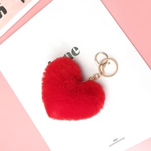 9 cm weiche, schöne herzförmige Pompon-Kugel, Auto-Handtaschen-Schlüsselanhänger, Party-Geschenk für Frauen, Mädchen