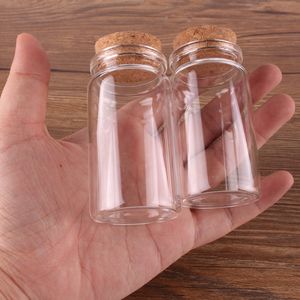 24pcs 37*70*27mm 50ml Mini Glass Wishing Bottles Tiny Jars Vials With Cork Stopper wedding gift