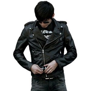 Großhandel - 2017 Frühling Herbst Männer PU-Lederjacken Motorradjacke Mantel mit Reißverschluss PU-Mantel Herren-Lederjacke Top-Qualität DP901857