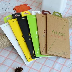 Folding Kraft Paper Color Retail Package Pack Box Bag For Tempered Glass Screen Protector för iPhone X 7 8 Plus Galaxy S9 Tom Boxes