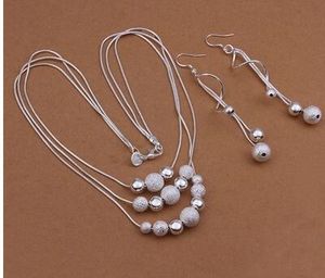 925 silver sand light bead wire necklaces earrings two-piece outfit Jewelry suit Atmospheric girl fashion accessories