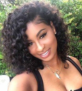 Glueless Lace Front Human Hair Bob Paryker Deep Curly För svarta Kvinnor Med Baby Hairs 130% Densitet Pre Plocked Brazilian DiVA1