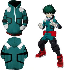 Asian Size Japan Anime My Hero Academia Izuku Midoriya Cosplay Costume 3D Green Baseball Coat Jacket Hoodie