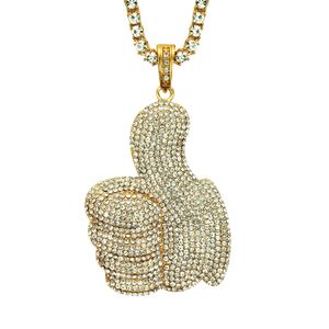 Хип -хоп пальцы вверх по золотым ожерельям ожерелья подвески коляски