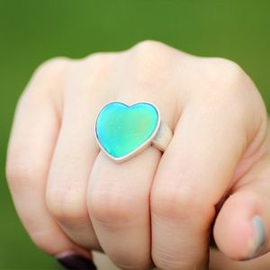 New Antique Silver Jewelry Love Mood Heart Solitaire Rings Vintage Color Change Ring Size MJ RS056