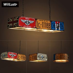 vintage license plate pendant lamp retro iron number plate suspension light metal lighting dinning room restaurant bar cafe hotel loft shop