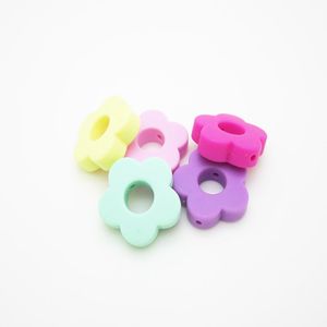 Silicone Flower Beads with Hole 27mm Mini Teething Beads Food Grade Silicone BPA Free Sensory Loose Beads DIY Jewelry Making Accessories