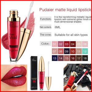 Classic Vivid Lip Gloss Velvet Rossetto liquido Coppa antiaderente Pearlite Glitter 18 colori Diamond Non appiccicoso Waterproof Long Lasting Lipstick Pudaier