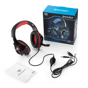 Beexcellent GM-1 Gaming Headset Stereo Gaming Headphones Noise Isolation With LED Light Bass Surround Mic USB & 3.5mm Wired for PS4 XboX