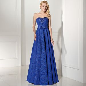 Charme sempre bella Royal Blue Prom Dresses lungo 2018 con una linea Zipper Piano Lunghezza e pizzo di alta qualità sera Dres