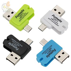 2in1 Universal Card Reader Mobile phone PC card reader Micro USB OTG Card Reader OTG TF / SD flash memory good quality android otg 100pcs