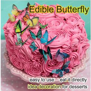 34pcs/set Edible butterfly for cake 3D butterflies cake decorations tools,idea creative decoration cake topper baking supply