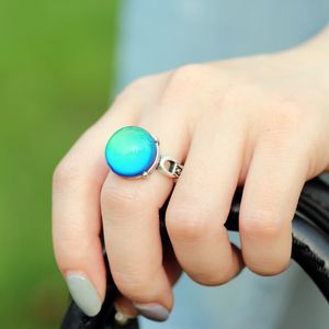 Mojo Factory Sale Antique Silver Plated Color Change Mood Stone Ring for Gift MJ-RS041