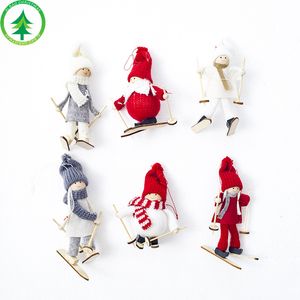 Criativo de Natal Anjo Menina Esqui Pingente de Árvore de Natal Para Casa de Natal Boneca Bonito Decoração Do Partido Presente Das Crianças