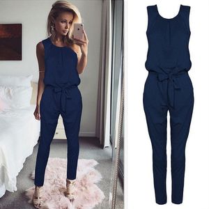 Strampler Sexy Ärmellose Overall Frauen Lange Strampler 2018 Neue Sommer Frauen Dame Mode Overall Overalls Sexy Weibliche Schwarz Bogen Overalls