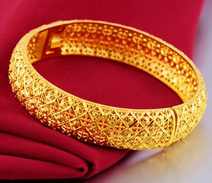 Gruby Hollow Bangle Akcesoria dla nowożeńców Piękne 18K żółte złoto wypełnione Ogólnoksiężne siatki Wedding Party Damska Bransoletka Bransoletka Prezent