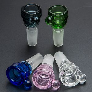 Красочная стеклянная чаша Держатель для трав Курительные принадлежности с ручкой 14 мм / 19 мм штекер для стеклянных бонгов Водопроводные трубы Dab Oil Rigs
