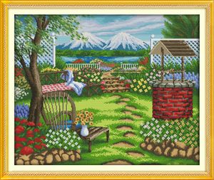 A bela casa decoração pinturas, Handmade Cross Stitch Bordado Needlework conjuntos contados impressão sobre tela DMC 14CT / 11CT