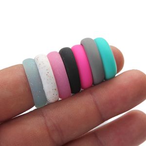 Fedi nuziali in silicone lucido da donna Flessibili Comode O-ring Moda per uomo Multicolor Design confortevole Gioielli di moda all'ingrosso