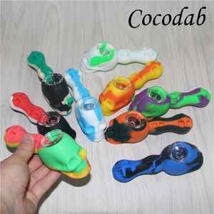 Niezbytniowe silikonowe rury tytoniowe Mini Silicon Hookh Bong Multi Colors Przenośne Shisha Ręcznie Rury Olej Dab Rigs Dabber Tools